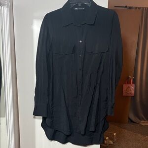 Zara Charcoal Button-Up Shirt